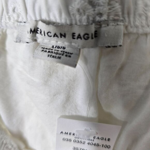 American Eagle Halter Top Large Women's White Straps Lace Pattern Cropped - Picture 5 of 5